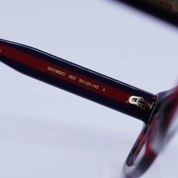 Gucci GG1865O 003 Eyeglasses Dark Red Havana/Blue/Red 50mm Square Frame - Picture 6 of 10